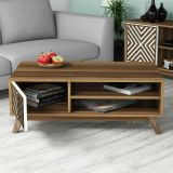 Tavolino salotto rettangolare noce e bianco 105x60x38h cm - Triaria