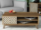 Tavolino salotto rettangolare noce e bianco 105x60x38h cm - Triaria