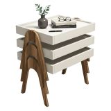 Tavolino salotto rettangolare noce e crema 53x40x64h cm - Strembo