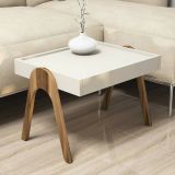 Tavolino salotto rettangolare noce e crema 53x40x64h cm - Strembo