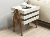 Tavolino salotto rettangolare noce e crema 53x40x64h cm - Strembo
