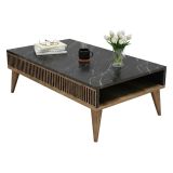 Tavolino salotto rettangolare noce e nero 105x60x34h cm - Canazei