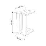 Tavolino salotto rettangolare quercia e antracite 30x40x57h cm - Orione