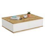 Tavolino salotto rettangolare quercia e bianco 90x60x28h cm - Babila