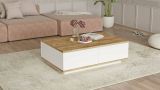 Tavolino salotto rettangolare quercia e bianco 90x60x28h cm - Babila