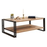 Tavolino salotto rettangolare quercia e nero 110x70x40h cm - Gioacchina