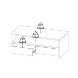 Tavolino salotto rettangolare rovere e bianco lucido 120x60x45h cm con 2 cassetti - Shote