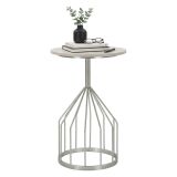 Tavolino salotto rotondo argento 37x37x58h cm - Calepio