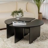 Tavolino salotto rotondo nero 90x90x41h cm - Tairn
