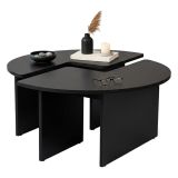 Tavolino salotto rotondo nero 90x90x41h cm - Tairn