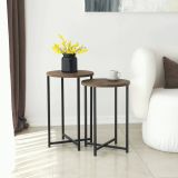 Tavolino salotto rotondo noce 70x35x55h cm - Gwenllian