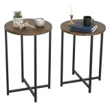 Tavolino salotto rotondo noce 70x35x55h cm - Gwenllian