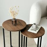 Tavolino salotto rotondo noce 70x35x55h cm - Gwenllian