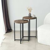 Tavolino salotto rotondo noce 70x35x55h cm - Gwenllian