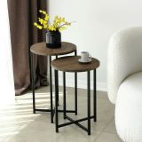 Tavolino salotto rotondo noce 70x35x55h cm - Gwenllian