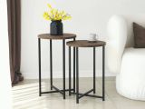 Tavolino salotto rotondo noce 70x35x55h cm - Gwenllian