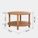 Tavolino salotto rotondo quercia 70x70x43h cm - Oniferi