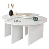 Tavolino soggiorno circolare bianco 90x90x41h cm - Tairn