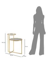 Tavolino soggiorno circolare oro 50x40x60h cm vetro fumé - Yoko
