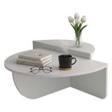 Tavolino soggiorno irregolare bianco 90x90x35h cm - Azim