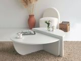 Tavolino soggiorno irregolare bianco 90x90x35h cm - Azim