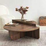 Tavolino soggiorno irregolare noce scuro 90x90x35h cm - Azim