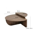 Tavolino soggiorno irregolare noce scuro 90x90x35h cm - Azim