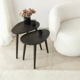 Tavolino soggiorno ovale antracite 50x33x52h cm - Janequeo