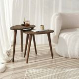 Tavolino soggiorno ovale noce 50x33x52h cm - Janequeo