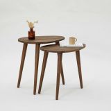 Tavolino soggiorno ovale noce 50x33x52h cm - Janequeo