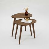 Tavolino soggiorno ovale noce 50x33x52h cm - Janequeo
