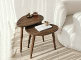 Tavolino soggiorno ovale noce 50x33x52h cm - Janequeo