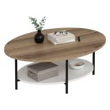 Tavolino soggiorno ovale quercia e bianco 90x60x36h cm - Subiaco