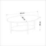 Tavolino soggiorno ovale quercia e bianco 90x60x36h cm - Subiaco