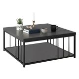 Tavolino soggiorno quadrato antracite e nero 90x90x40h cm - Raiden