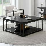 Tavolino soggiorno quadrato antracite e nero 90x90x40h cm - Raiden