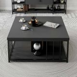 Tavolino soggiorno quadrato antracite e nero 90x90x40h cm - Raiden