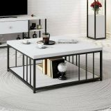 Tavolino soggiorno quadrato bianco e nero 90x90x40h cm - Raiden
