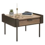Tavolino soggiorno quadrato grigio e marrone 60x60x41h cm con 2 cassetti - Icona