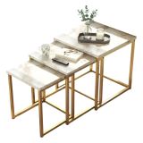 Tavolino soggiorno quadrato grigio e oro 40x40x42h cm - Collio