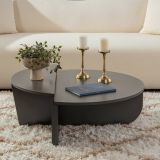 Tavolino soggiorno rettangolare angoli arrotondoti antracite 90x60x35h cm - Feyre