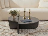 Tavolino soggiorno rettangolare angoli arrotondoti antracite 90x60x35h cm - Feyre