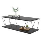 Tavolino soggiorno rettangolare antracite e nero 120x50x30h cm - Sarika