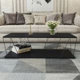 Tavolino soggiorno rettangolare antracite e nero 120x50x30h cm - Sarika
