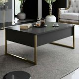 Tavolino soggiorno rettangolare antracite e oro 90x60x40h cm - Lavinia