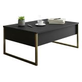 Tavolino soggiorno rettangolare antracite e oro 90x60x40h cm - Lavinia