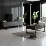 Tavolino soggiorno rettangolare antracite e oro 90x60x40h cm - Lavinia