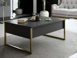 Tavolino soggiorno rettangolare antracite e oro 90x60x40h cm - Lavinia