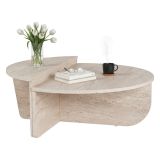 Tavolino soggiorno rettangolare beige e marmo 90x60x35h cm - Feyre