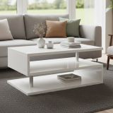 Tavolino soggiorno rettangolare bianco 90x55x41h cm - Natalia